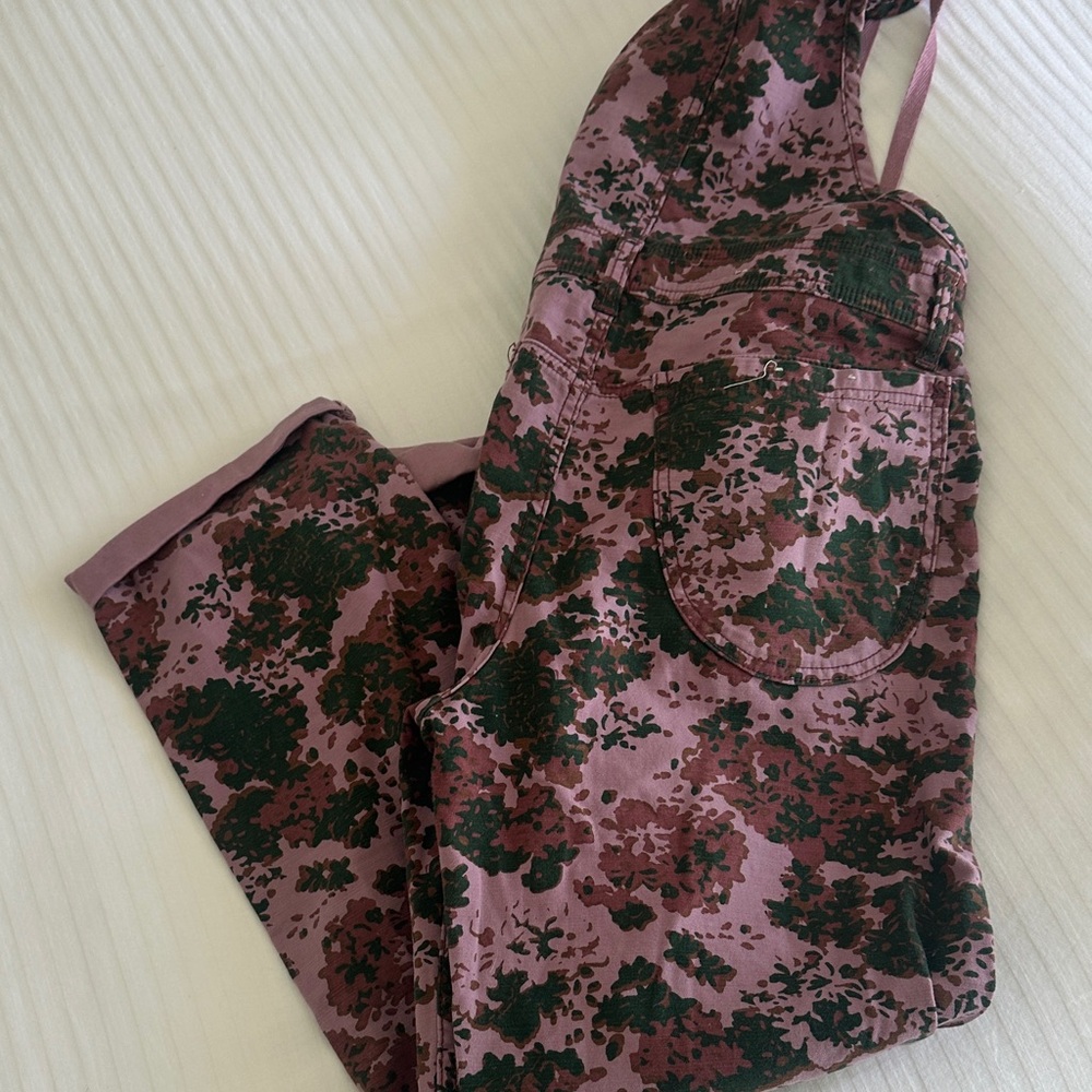 Floral Print Pink & Black Overalls - Picture 6 of 8